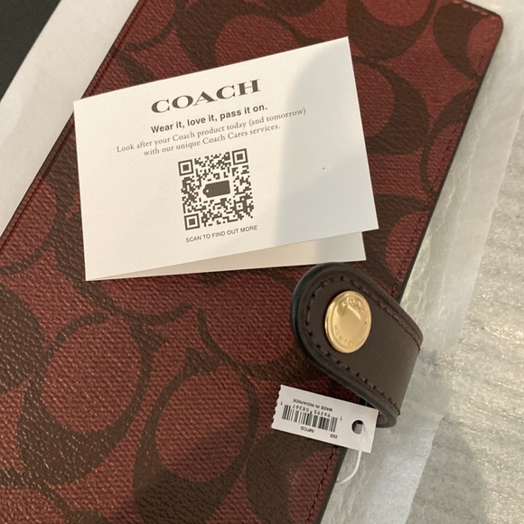 NWT COACH Signature Canvas Notebook and Pencil Case Bundle Oxblood Gold Hardware - Picture 8 of 14